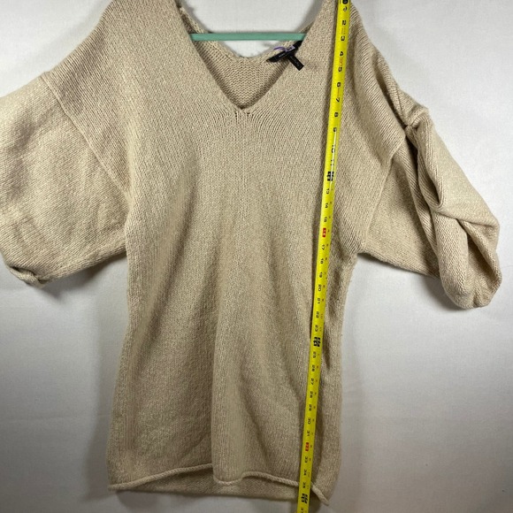 BCBGMaxAzria Tan Beige Knit Sweater Dress Turtleneck Balloon Sleeve - Size M - Picture 7 of 8